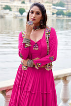 Pink Rayon Kachchi Worked Chaniya Choli with Jacket