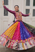 Multi Georgette Printed Chaniya Choli with Kachchi Work