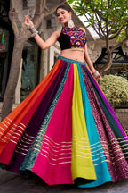 Multi Colored Rayon Kachchi Worked Chaniya Choli