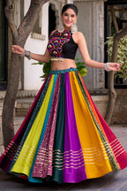 Multi Colored Rayon Kachchi Worked Chaniya Choli