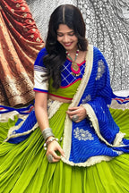 Parrot Green Cotton Chaniya Choli with Lace Work