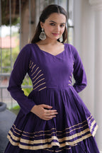 Purple Cotton Flared Chaniya Choli