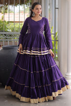 Purple Cotton Flared Chaniya Choli