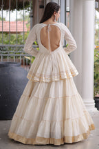 Pearl White Cotton Flared Chaniya Choli