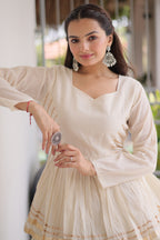 Pearl White Cotton Flared Chaniya Choli
