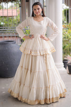 Pearl White Cotton Flared Chaniya Choli