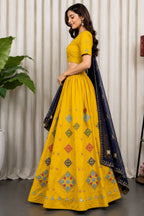 Yellow Art Silk Sequin Embroidered Chaniya Choli