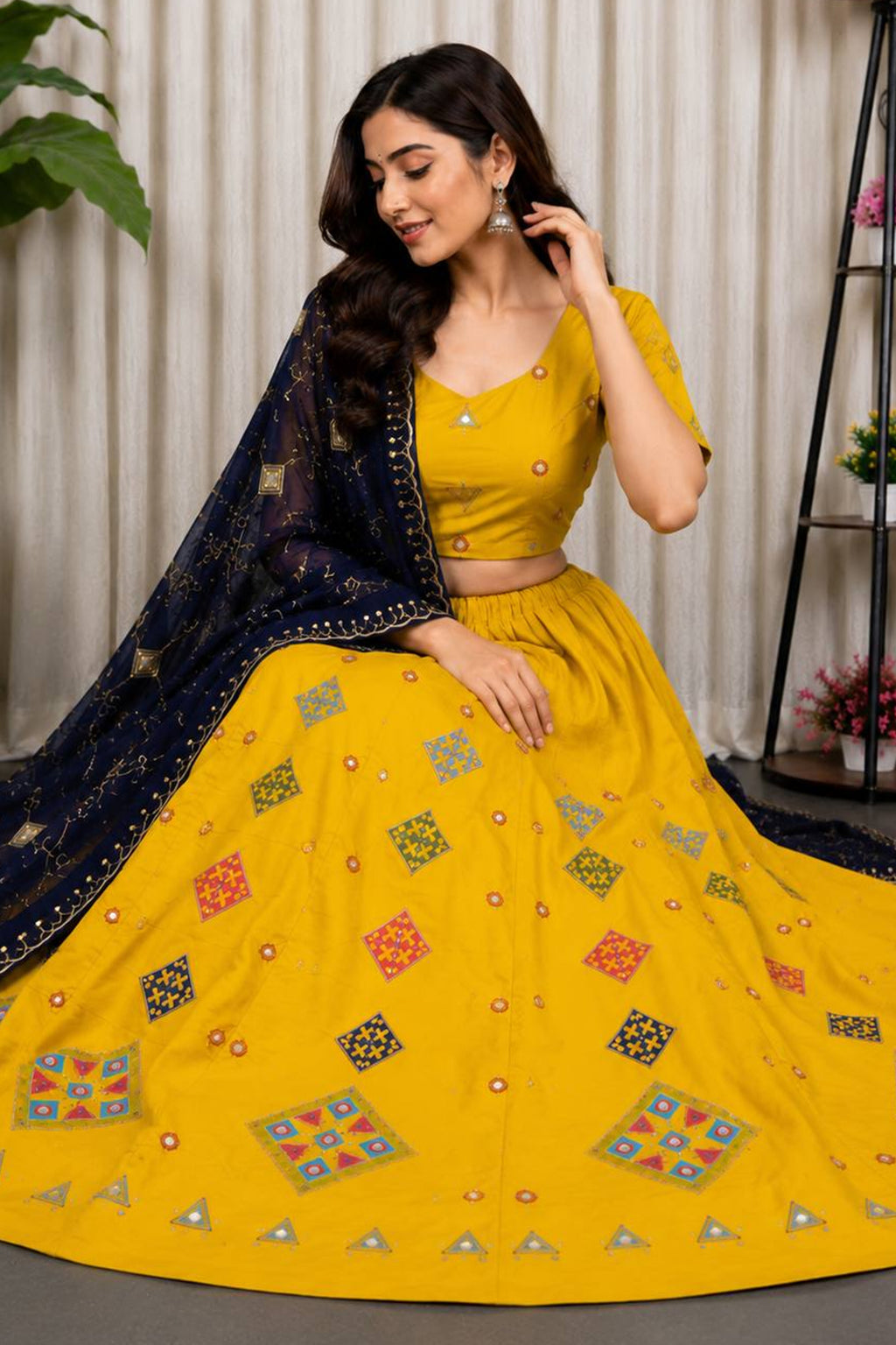 Yellow Art Silk Sequin Embroidered Chaniya Choli