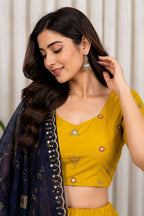 Yellow Art Silk Sequin Embroidered Chaniya Choli