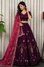 Wine Art Silk Sequin Embroidered Chaniya Choli