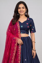 Blue Art Silk Sequin Embroidered Chaniya Choli