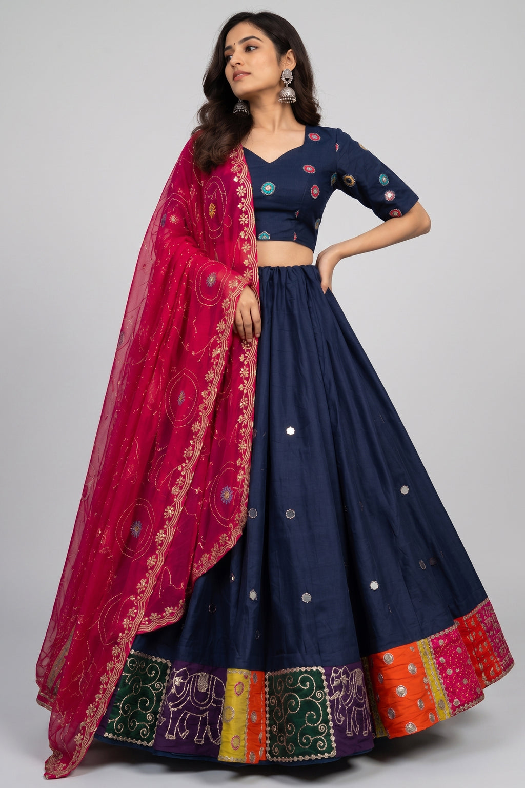 Blue Art Silk Sequin Embroidered Chaniya Choli