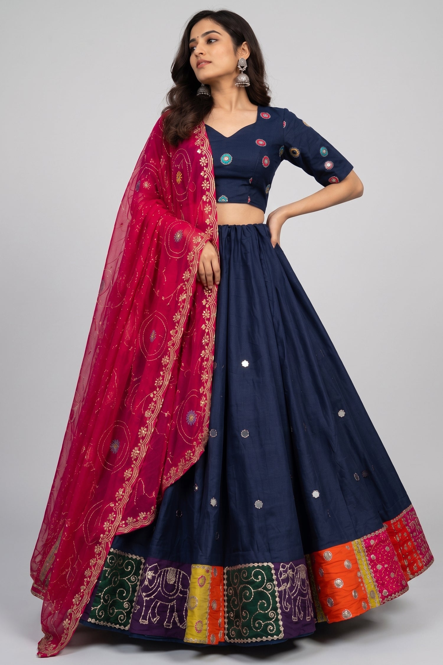 Blue Art Silk Sequin Embroidered Chaniya Choli