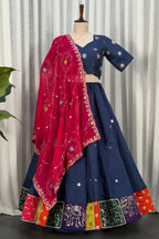 Blue Art Silk Sequin Embroidered Chaniya Choli