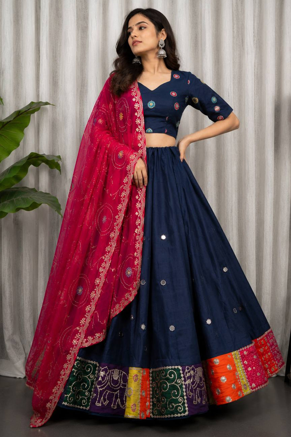 Blue Art Silk Sequin Embroidered Chaniya Choli