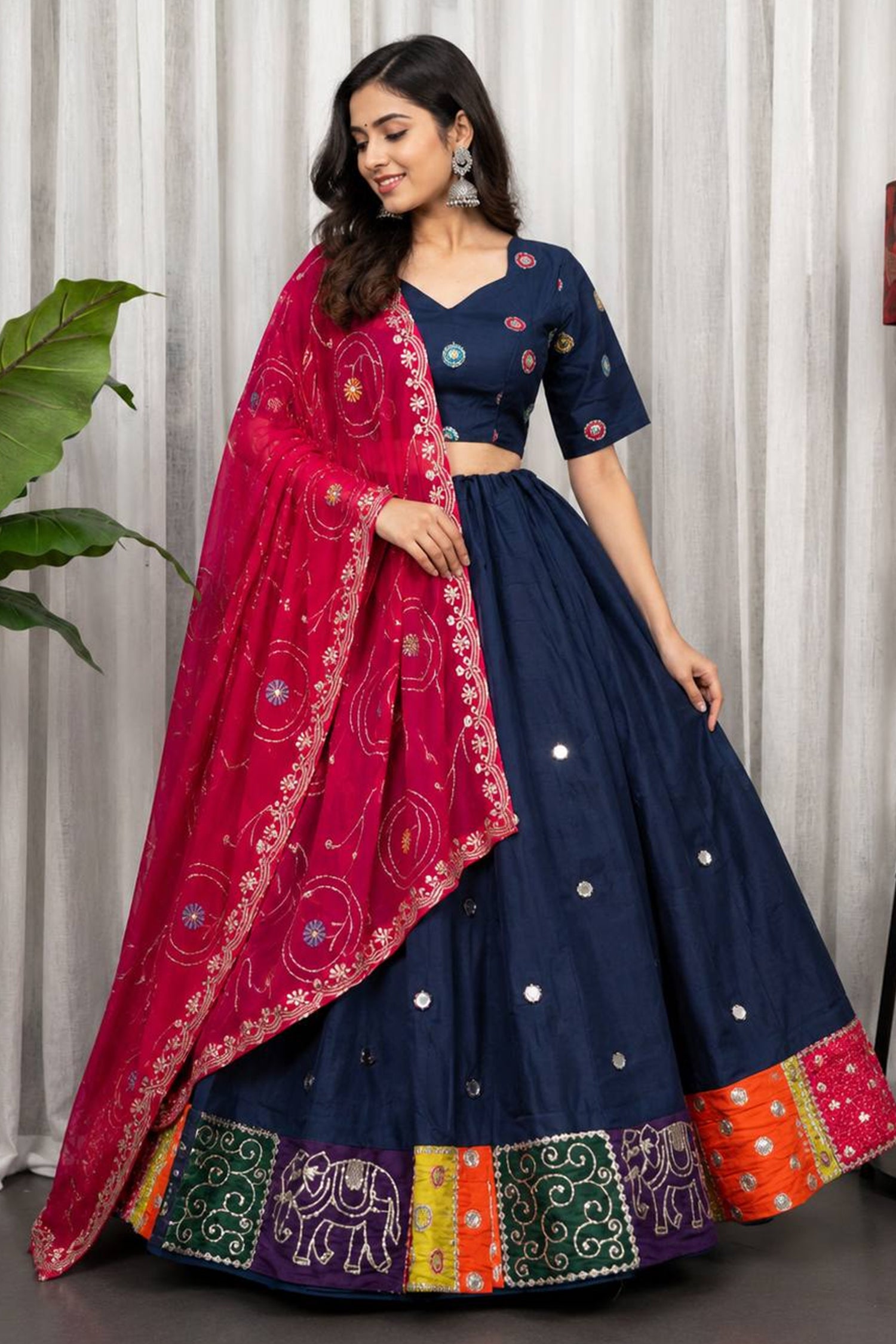 Blue Art Silk Sequin Embroidered Chaniya Choli