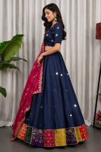 Blue Art Silk Sequin Embroidered Chaniya Choli