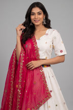 Pearl White Art Silk Sequin Embroidered Chaniya Choli