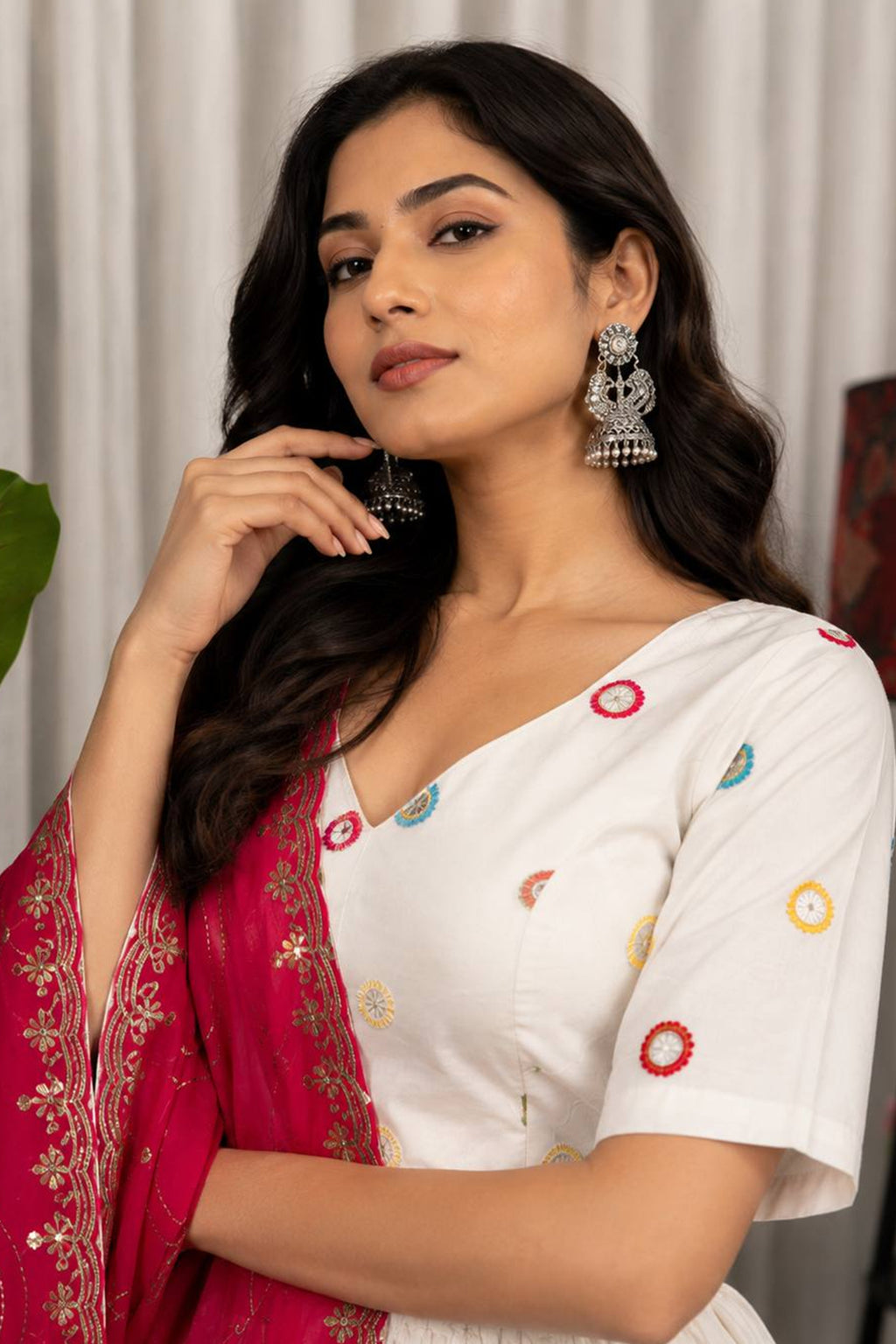 Pearl White Art Silk Sequin Embroidered Chaniya Choli