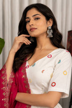 Pearl White Art Silk Sequin Embroidered Chaniya Choli
