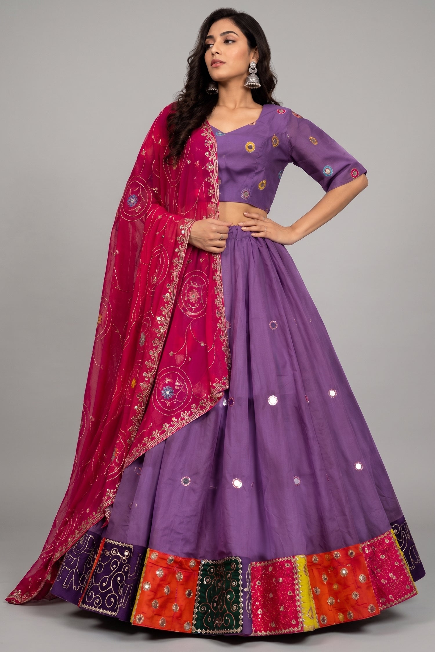 Lavender Art Silk Sequin Embroidered Chaniya Choli Main image