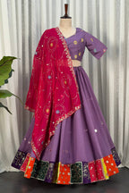 Lavender Art Silk Sequin Embroidered Chaniya Choli