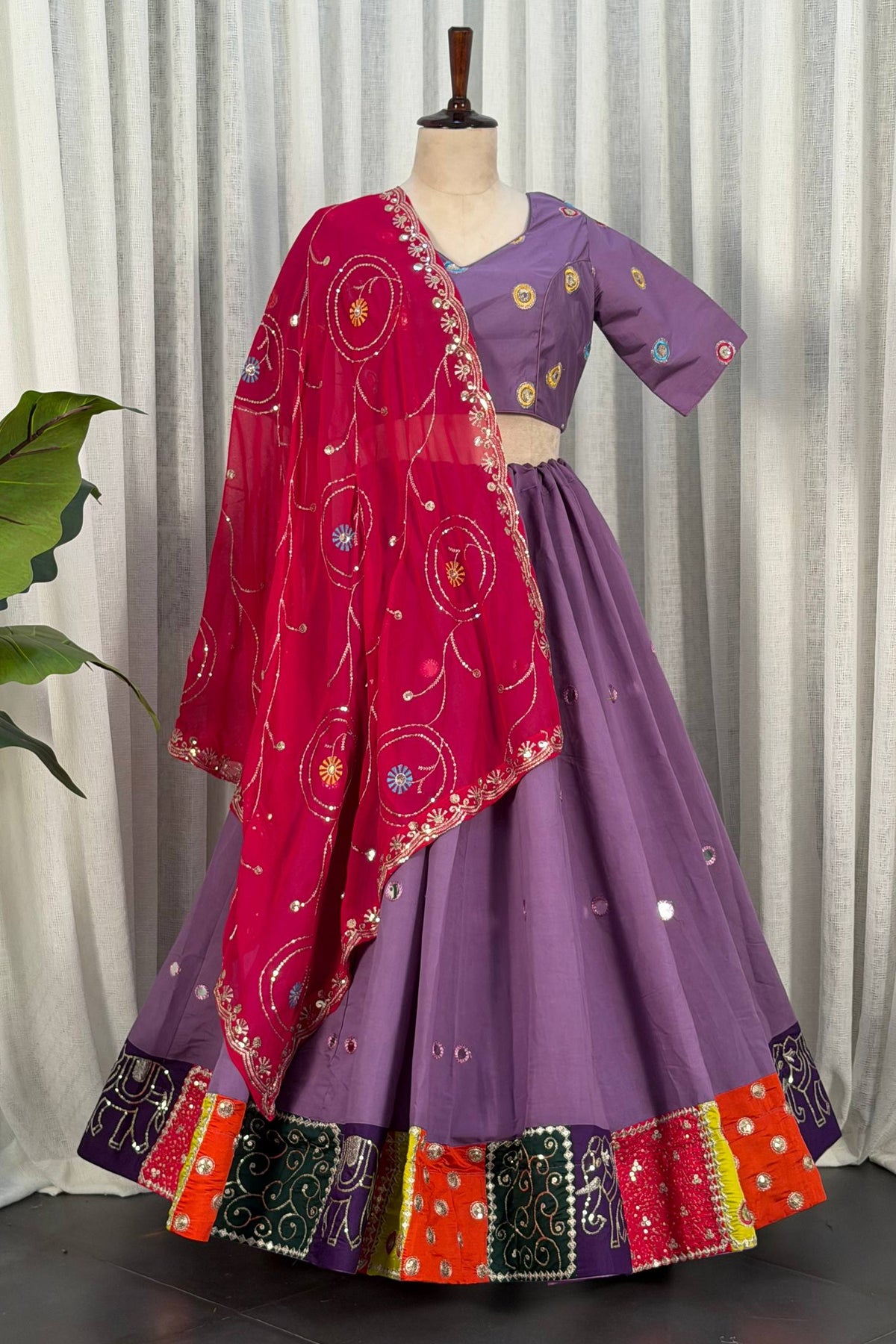 Lavender Art Silk Sequin Embroidered Chaniya Choli