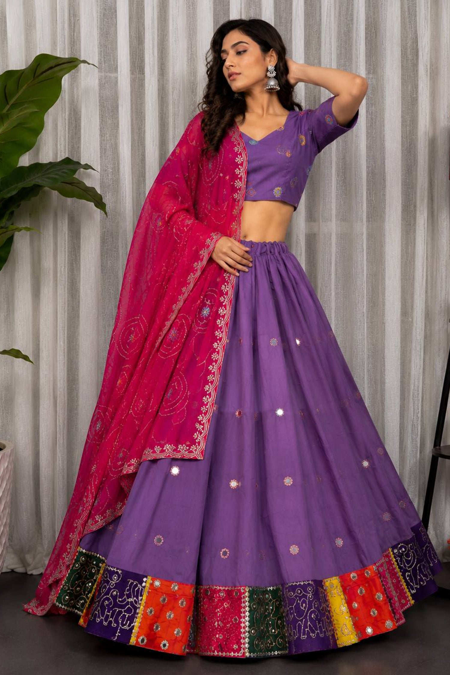 Lavender Art Silk Sequin Embroidered Chaniya Choli