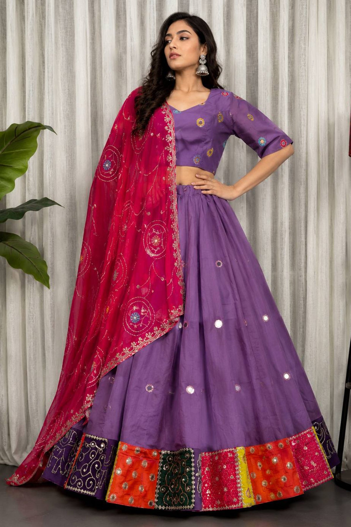 Lavender Art Silk Sequin Embroidered Chaniya Choli