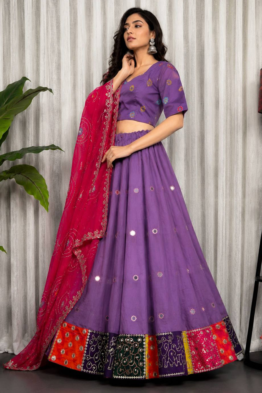 Lavender Art Silk Sequin Embroidered Chaniya Choli