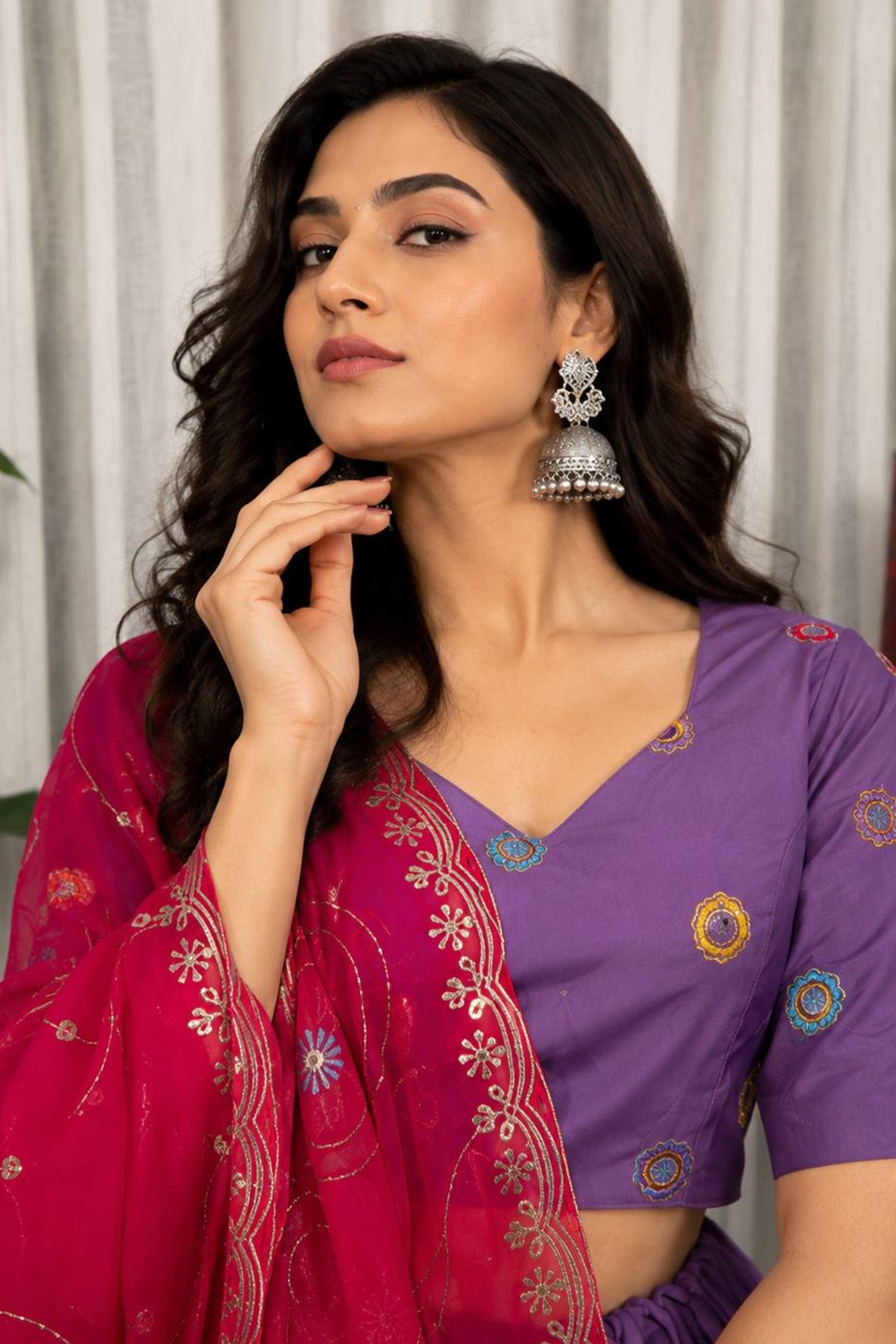 Lavender Art Silk Sequin Embroidered Chaniya Choli