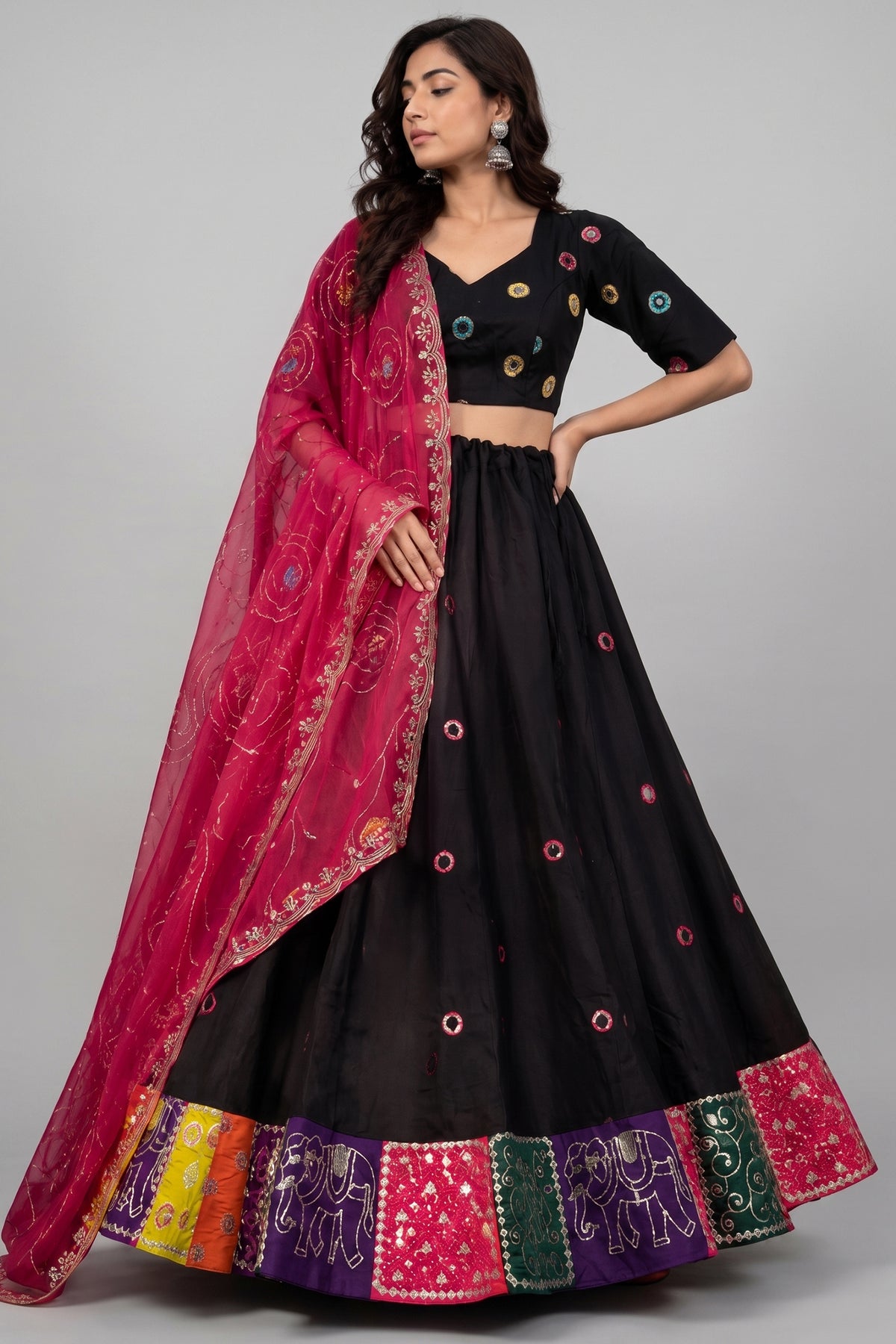 Black Art Silk Sequin Embroidered Chaniya Choli Main image