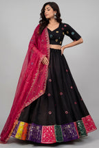 Black Art Silk Sequin Embroidered Chaniya Choli