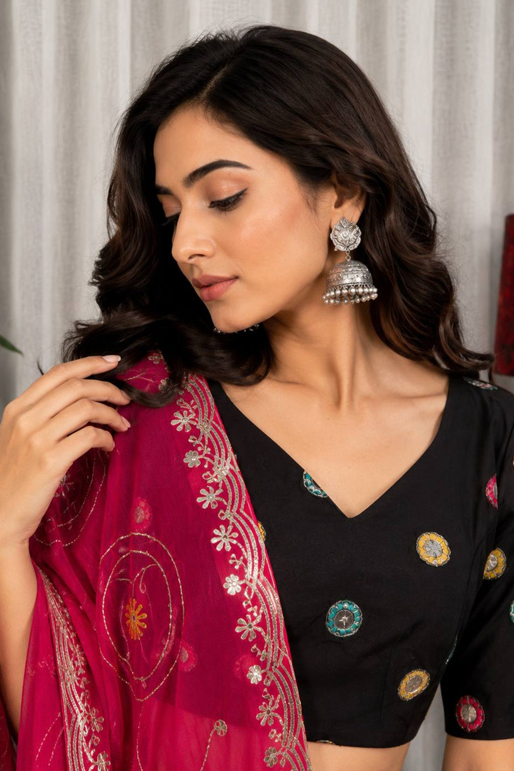 Black Art Silk Sequin Embroidered Chaniya Choli