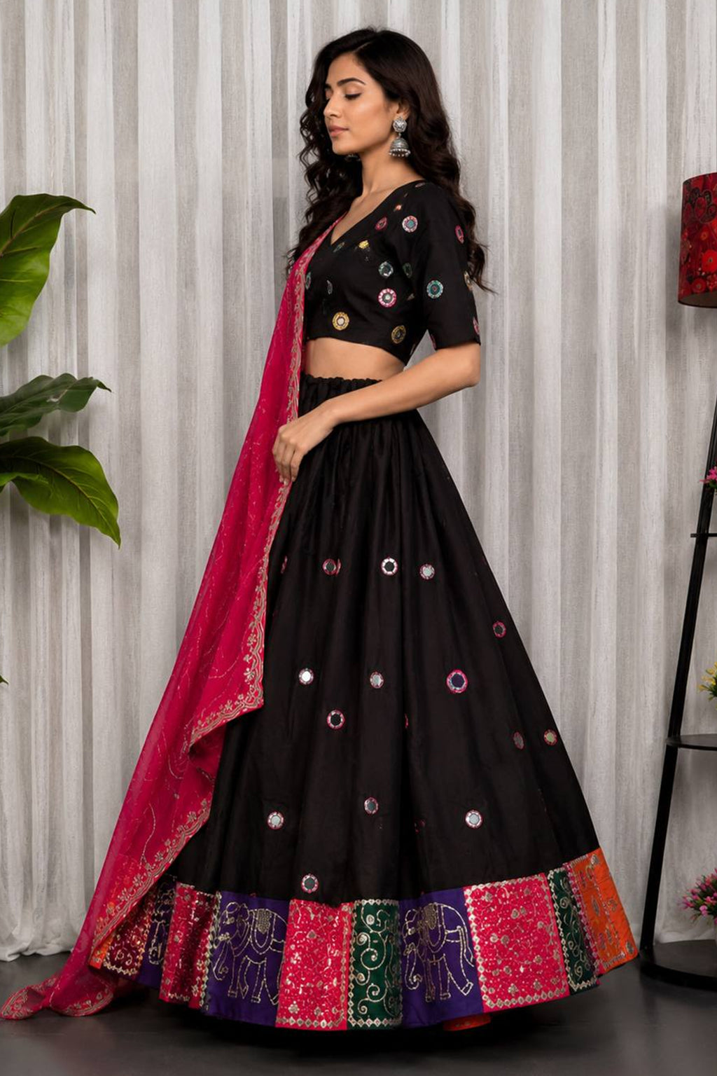 Black Art Silk Sequin Embroidered Chaniya Choli
