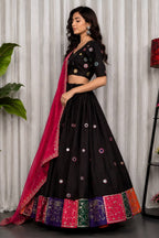 Black Art Silk Sequin Embroidered Chaniya Choli