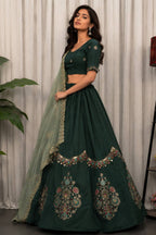 Bottle Green Art Silk Sequin Embroidered Chaniya Choli