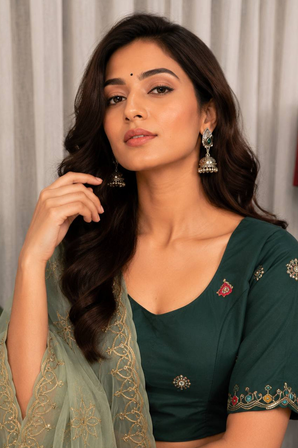 Bottle Green Art Silk Sequin Embroidered Chaniya Choli