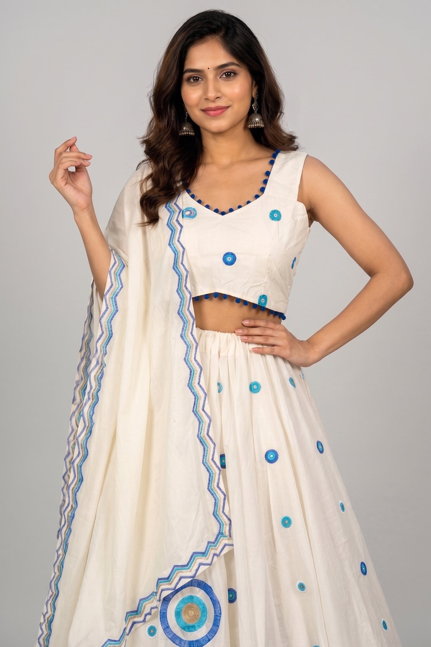 Pearl White Art Silk Sequin Embroidered Chaniya Choli Secondary image
