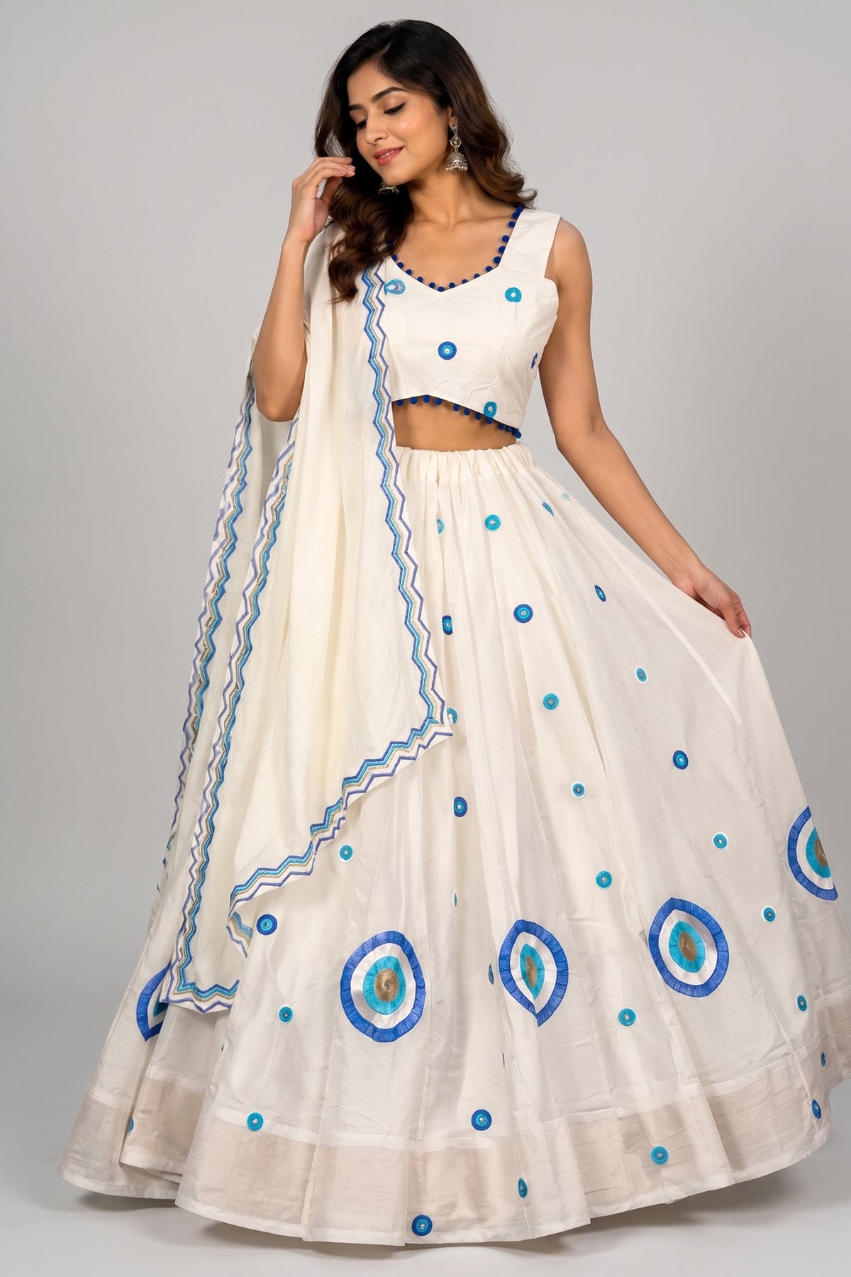 Pearl White Art Silk Sequin Embroidered Chaniya Choli Main image