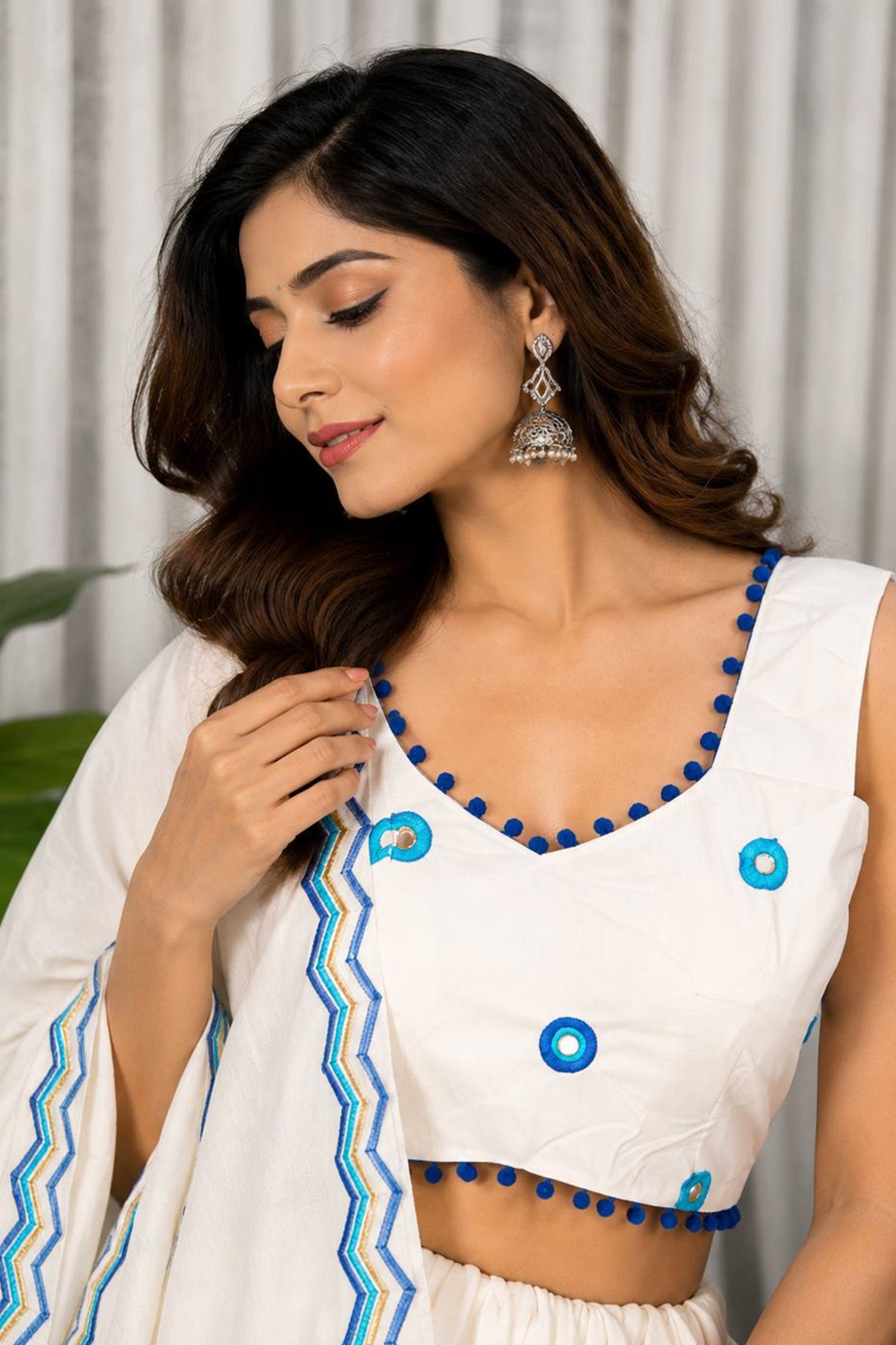 Pearl White Art Silk Sequin Embroidered Chaniya Choli