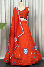Orange Art Silk Sequin Embroidered Chaniya Choli
