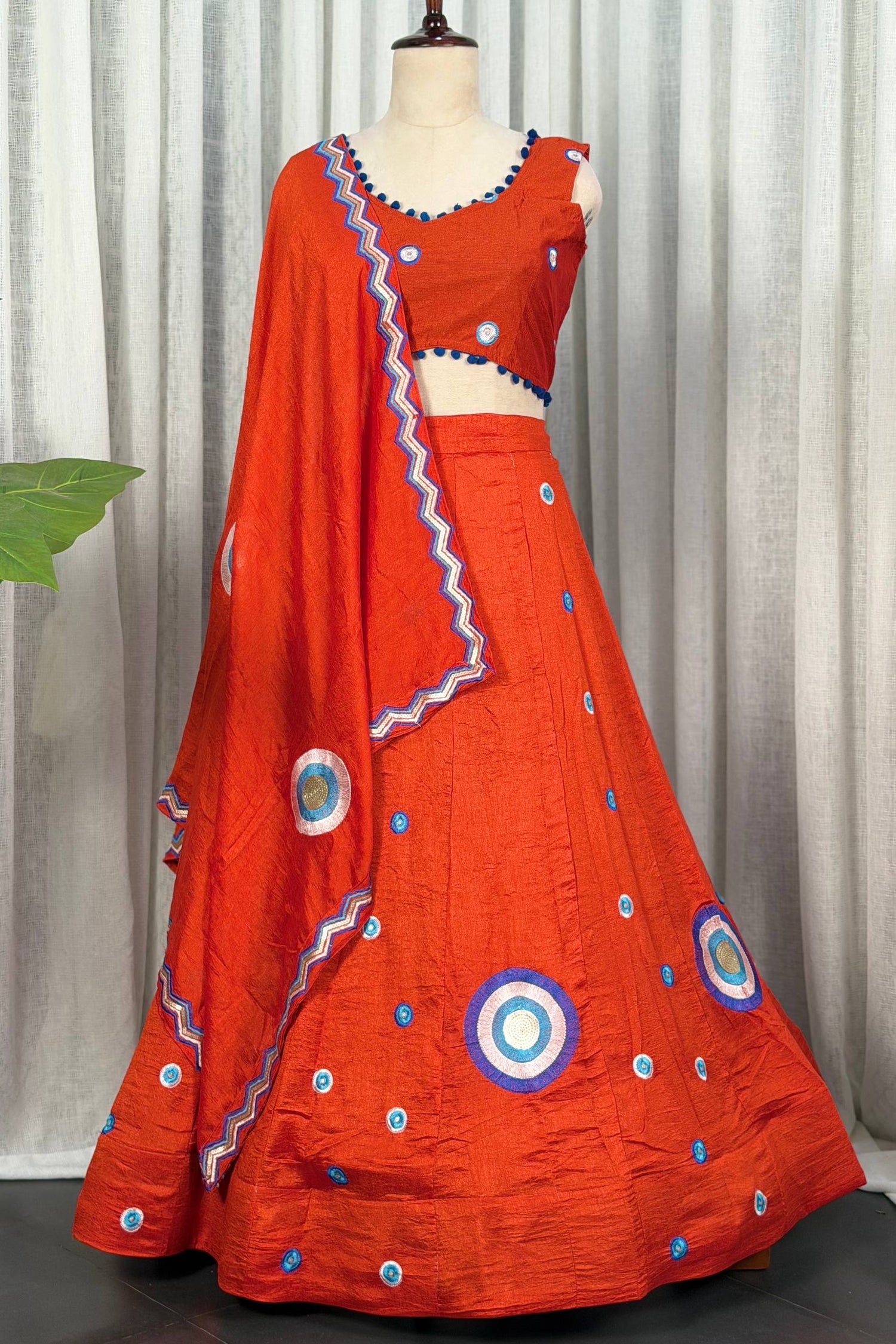 Orange Art Silk Sequin Embroidered Chaniya Choli