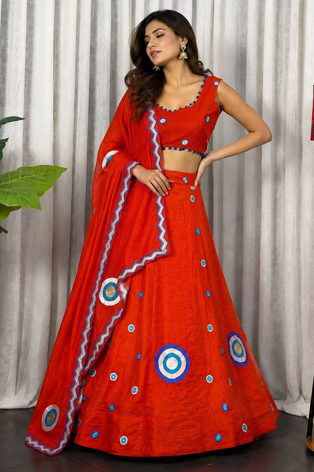 Orange Art Silk Sequin Embroidered Chaniya Choli