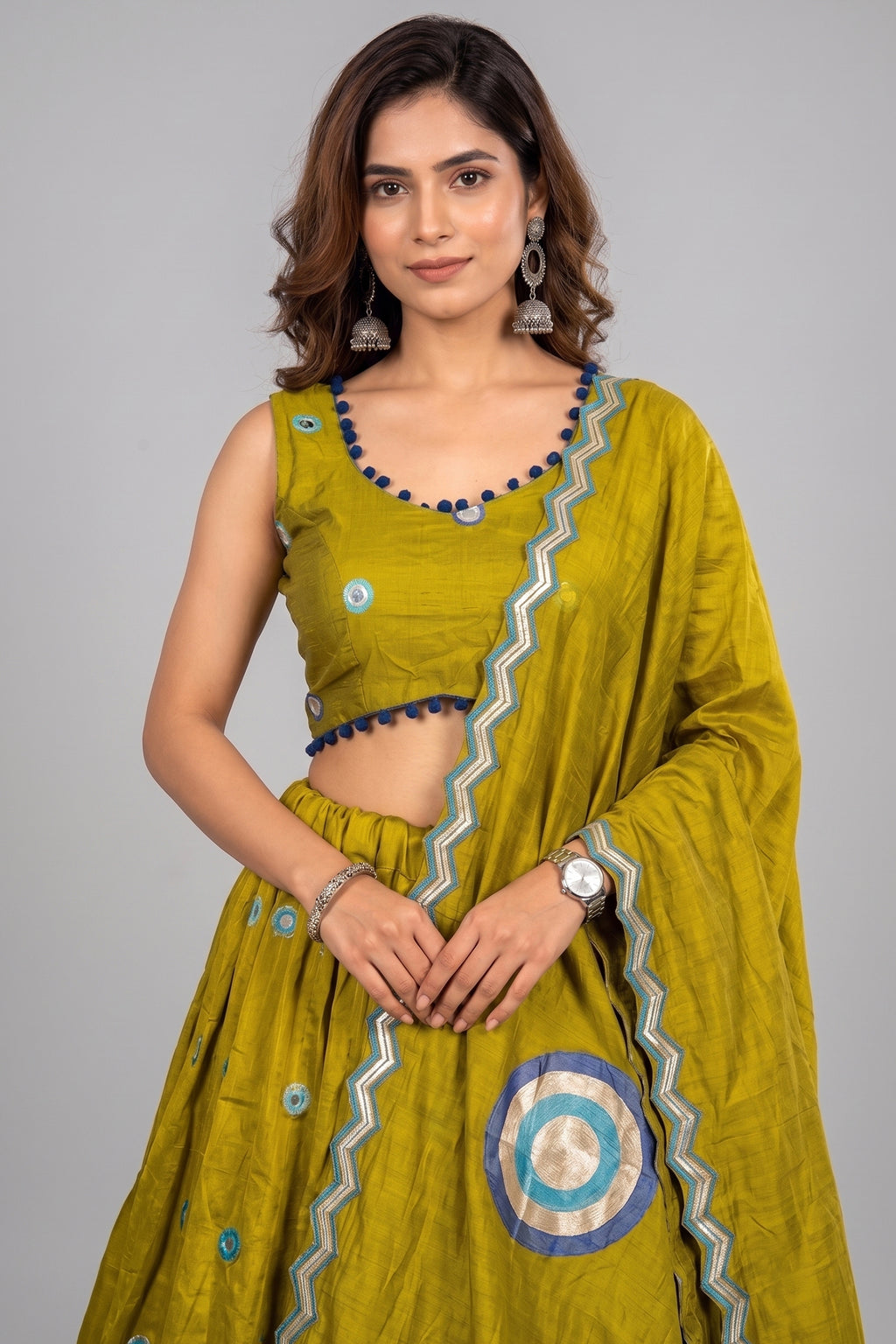 Mustard Art Silk Sequin Embroidered Chaniya Choli