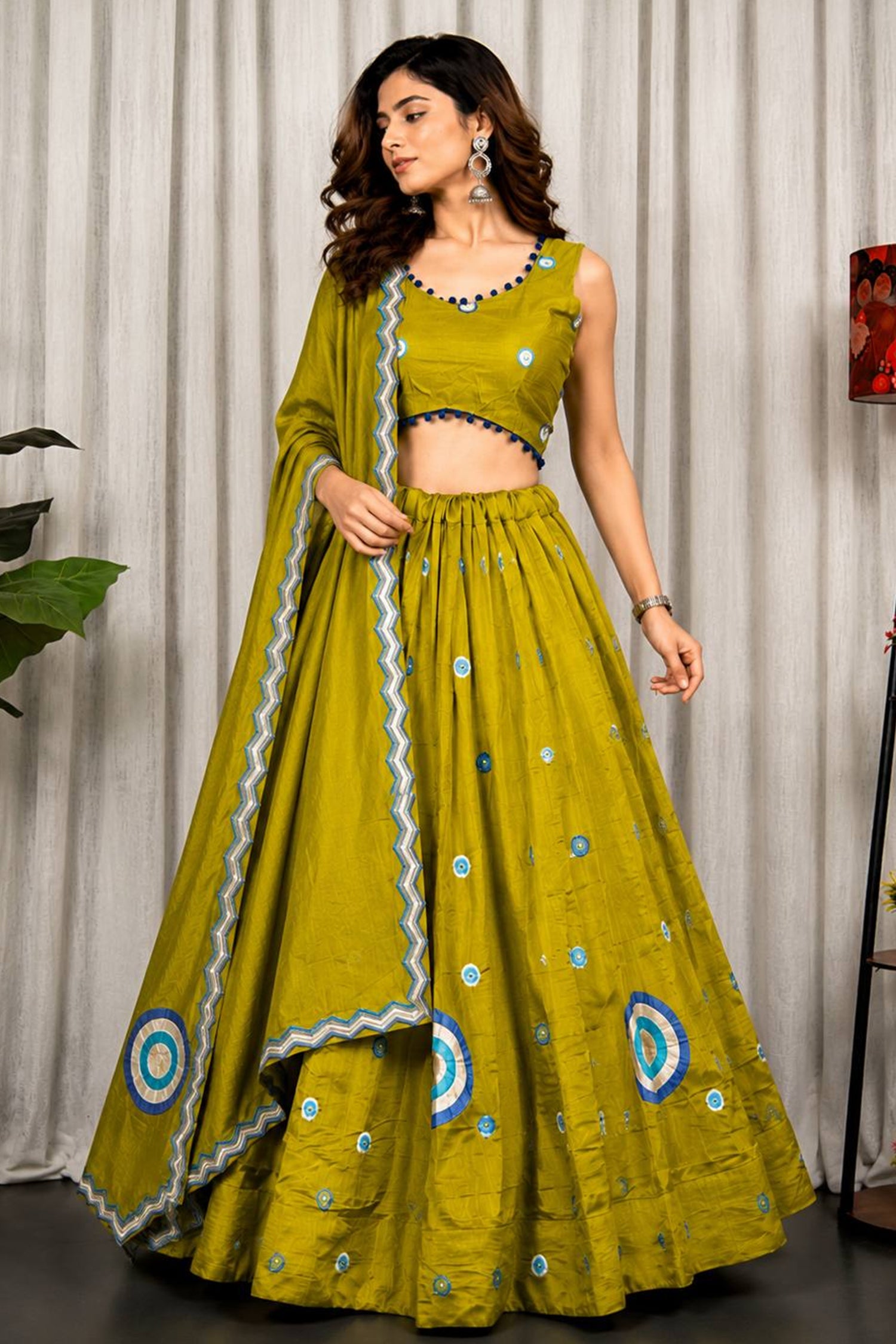 Mustard Art Silk Sequin Embroidered Chaniya Choli