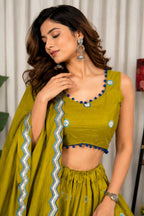 Mustard Art Silk Sequin Embroidered Chaniya Choli