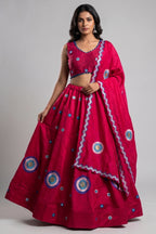 Pink Art Silk Sequin Embroidered Chaniya Choli