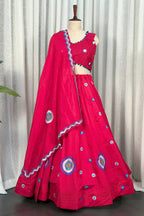 Pink Art Silk Sequin Embroidered Chaniya Choli