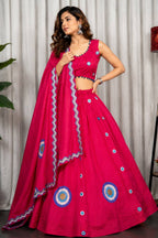 Pink Art Silk Sequin Embroidered Chaniya Choli